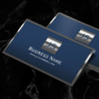 Monogram Navy Blue Modern Metal Frame Professional