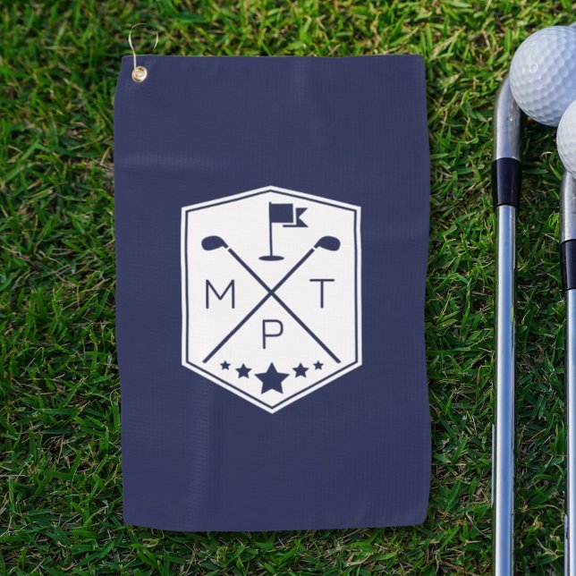 Monogram Navy Blue Name Personalized Golf Towel (Creator Uploaded)