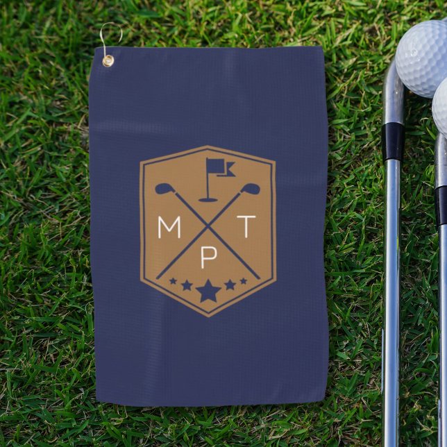Monogram Navy Blue Name Personalized Golf Towel (Creator Uploaded)