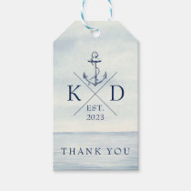 Monogram  Navy Blue Nautical Anchor Thank You Gift Gift Tags