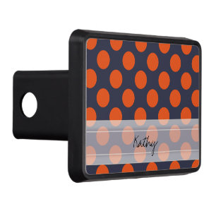 Monogram Navy Blue Orange Chic Polka Dot Pattern Tow Hitch Cover