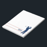 Monogram Navy Blue Silhouette Golfer Notepad<br><div class="desc">This distinctive golf themed note pad features a navy blue silhouette golfer in full swing. On the lower third is your monogram in matching blue framed by thin red lines. The text and image are placed on a white background.</div>