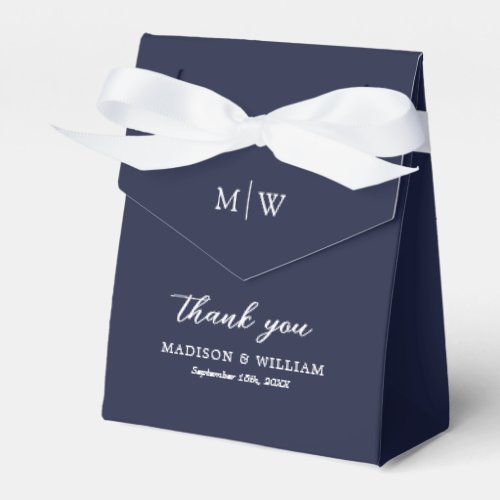 Monogram Navy Blue Wedding Favor Box