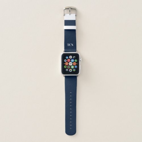 Monogram Navy Blue White Minimalist Gift for Him  Apple Watch Band