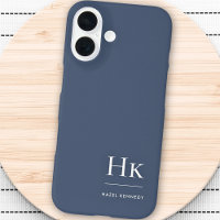 Monogram Navy Blue White Professional Elegant