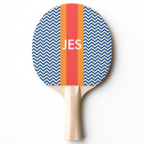 Monogram Navy Chevron Ping Pong Paddle