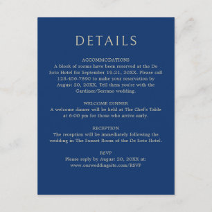 Monogram Navy Olive Sage Green Wedding Details Enclosure Card