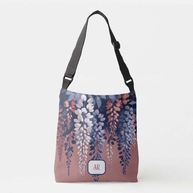 Monogram Navy Rose Wisteria Crossbody Bag (Front)