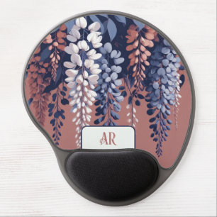 Monogram Navy Rose Wisteria Elegance Gel Mouse Pad