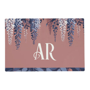 Monogram Navy Rose Wisteria Elegance Placemat