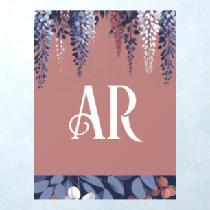 Monogram Navy Rose Wisteria Elegance Wall Decal