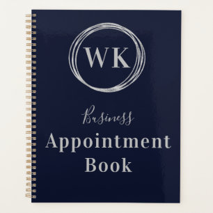 Monogram Navy Silver Business Appointment Book Planner