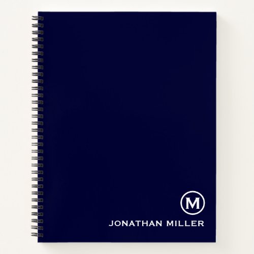 Monogram Navy Spiral Notebook