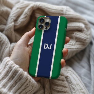 Monogram Navy Stripe MagSafe Tough iPhone 17 Case