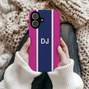Monogram Navy Stripe MagSafe Tough iPhone 17 Case