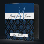 Monogram Navy Wedding Planning & Photo Albumn Binder<br><div class="desc">Damask Wedding Planner Binders you Can personalize. Design by Elke Clarke© Graphics licensed for use.</div>