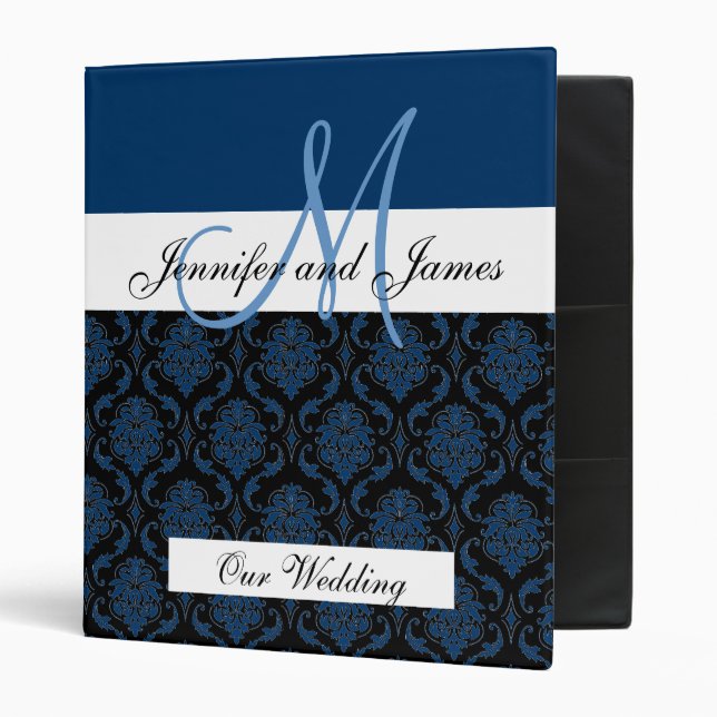 Monogram Navy Wedding Planning & Photo Albumn Binder (Front/Inside)