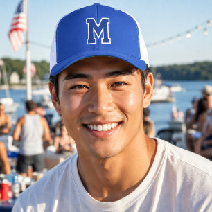 Monogram Navy White Outline Blue Varsity Team