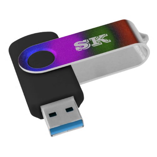 Monogram Neon Blue Purple Green Orange USB Flash Drive