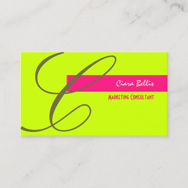 Monogram /Neon Colors /DIY Colors Business Card (Front)