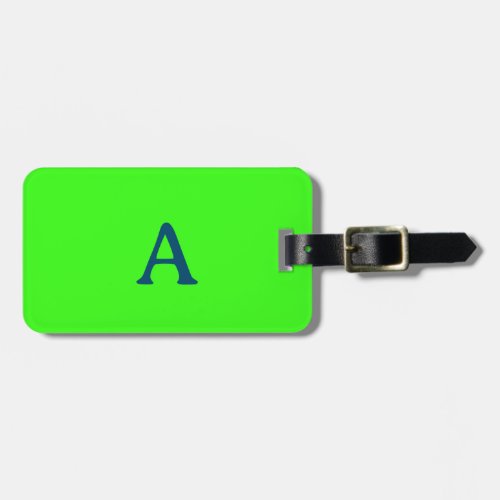 Monogram Neon Green Ocean Blue Colorful Gift Favor Luggage Tag