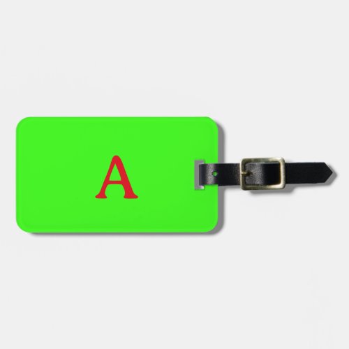 Monogram Neon Green Pink Red Wedding Gift Favor Luggage Tag