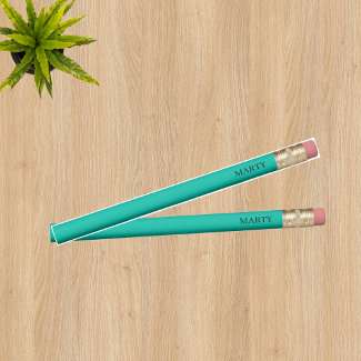 Monogram Neon Teal Pencil
