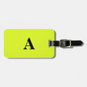 Monogram Neon Yellow Name Initial Cool Gift Favor Luggage Tag