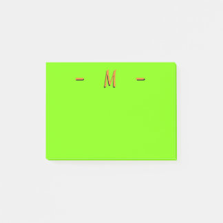 Monogram Neonesque Green and Orange Post-it Notes