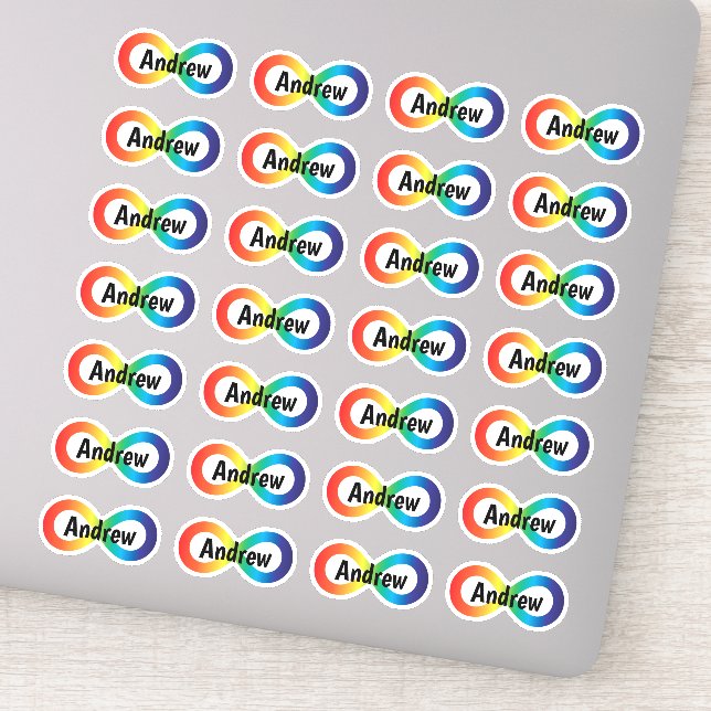 Monogram Neurodiversity Autism Acceptance Rainbow Sticker (Detail)