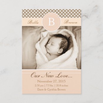Monogram Neutral Beige Birth Announcement New Love by FridaBarlowDesign at Zazzle