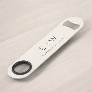 Monogram Neutral Classic Modern Minimalist Elegant Bar Key