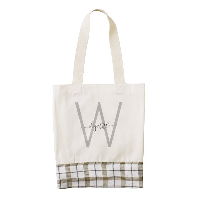 Monogram Neutral Earthy Zazzle HEART Tote Bag (Front)