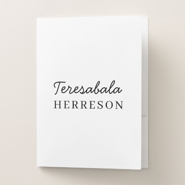 Monogram Neutral Modern Minimalist Design Pocket Folder (Front)
