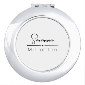 Monogram Neutral Modern Minimalist Elegant Compact Mirror