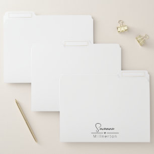 Monogram Neutral Modern Minimalist Elegant File Folder