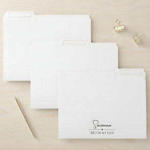 Monogram Neutral Modern Minimalist Elegant File Folder