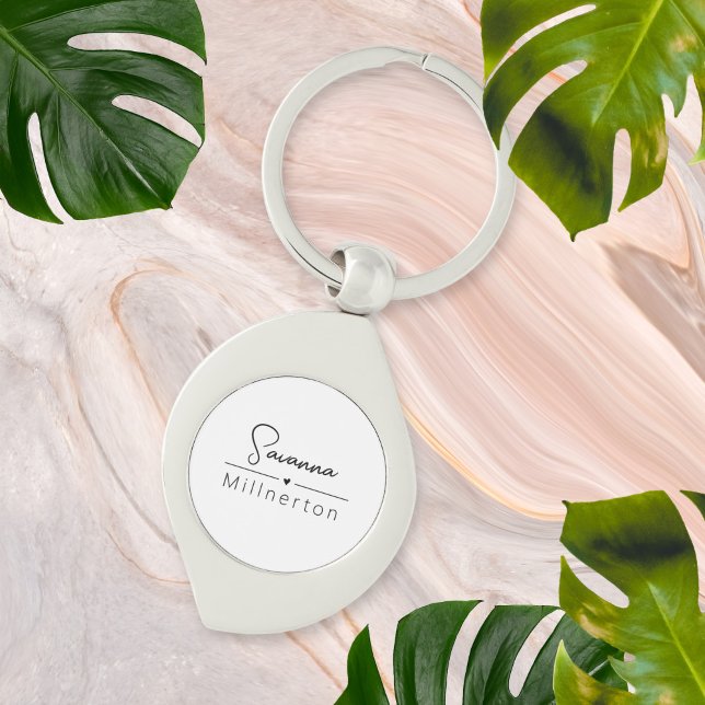 Monogram Neutral Modern Minimalist Elegant Keychain (Creator Uploaded)