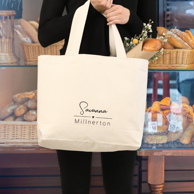 Monogram Neutral Modern Minimalist Elegant Large Tote Bag (Creator Uploaded)