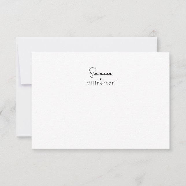 Monogram Neutral Modern Minimalist Elegant Note Card (Front)