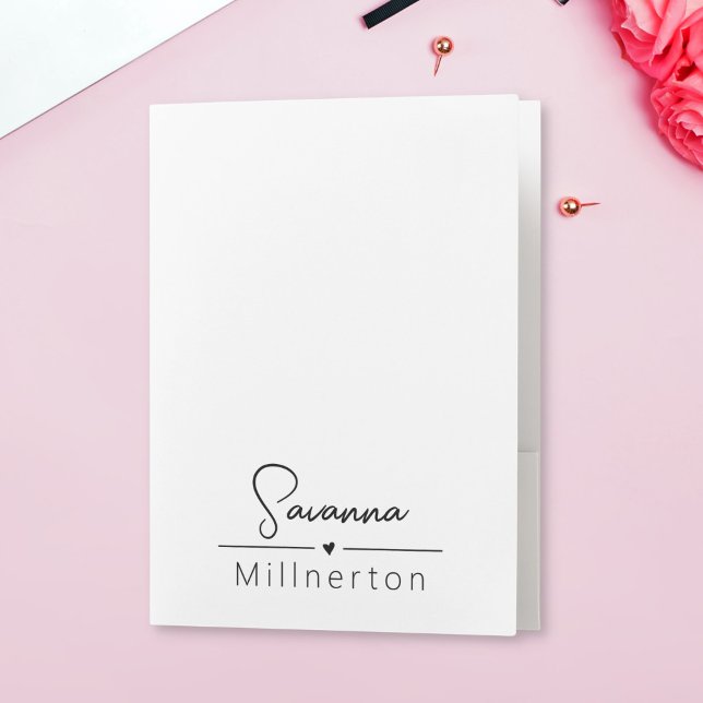 Monogram Neutral Modern Minimalist Elegant Pocket Folder (Creator Uploaded)