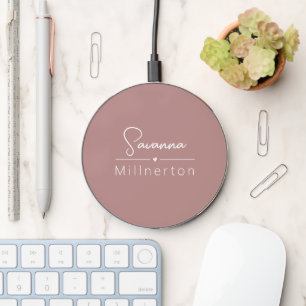 Monogram Neutral Modern Minimalist Elegant Wireless Charger