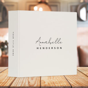 Monogram Neutral Modern Minimalist Stylish 3 Ring Binder