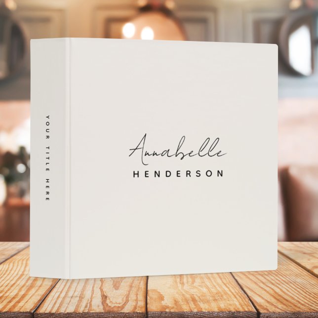 Monogram Neutral | Modern Minimalist Stylish 3 Ring Binder (Creator Uploaded)