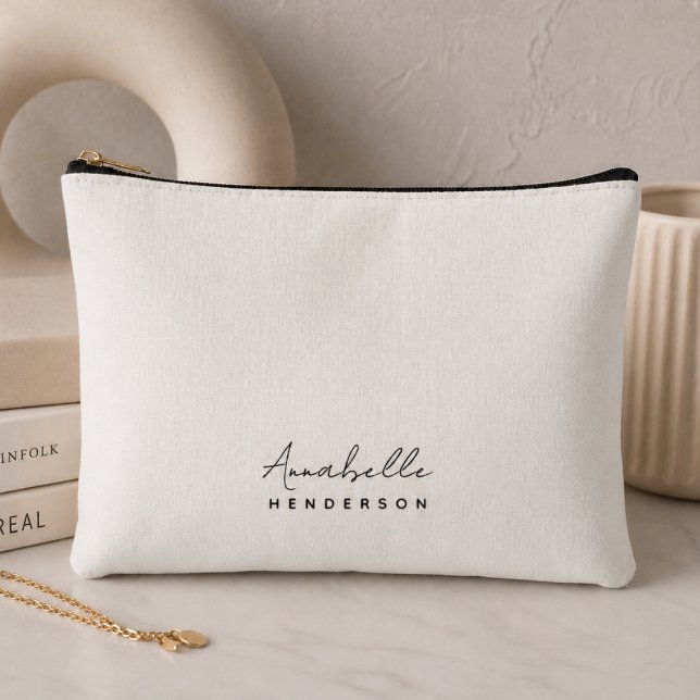 Monogram Neutral | Modern Minimalist Stylish Accessory Pouch (Creator Uploaded)