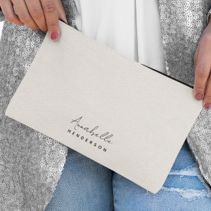 Monogram Neutral   Modern Minimalist Stylish Accessory Pouch