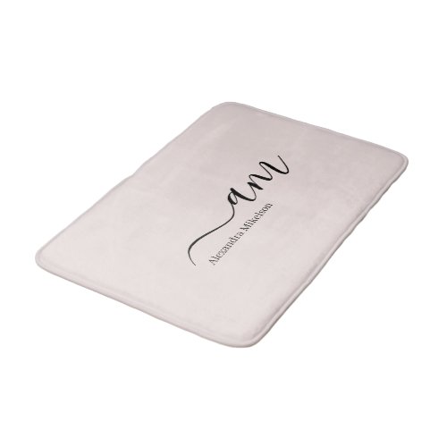 Monogram Neutral  Modern Minimalist Stylish Bath Bath Mat