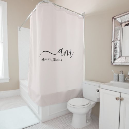 Monogram Neutral  Modern Minimalist Stylish Bath Shower Curtain