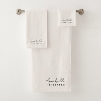 Monogram Neutral | Modern Minimalist Stylish Bath Towel Set | Zazzle