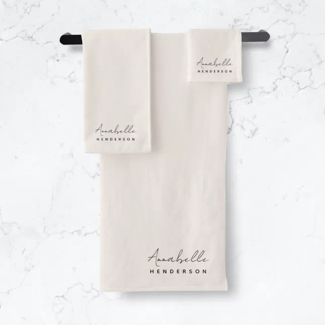 Monogram Neutral | Modern Minimalist Stylish Bath Towel Set | Zazzle